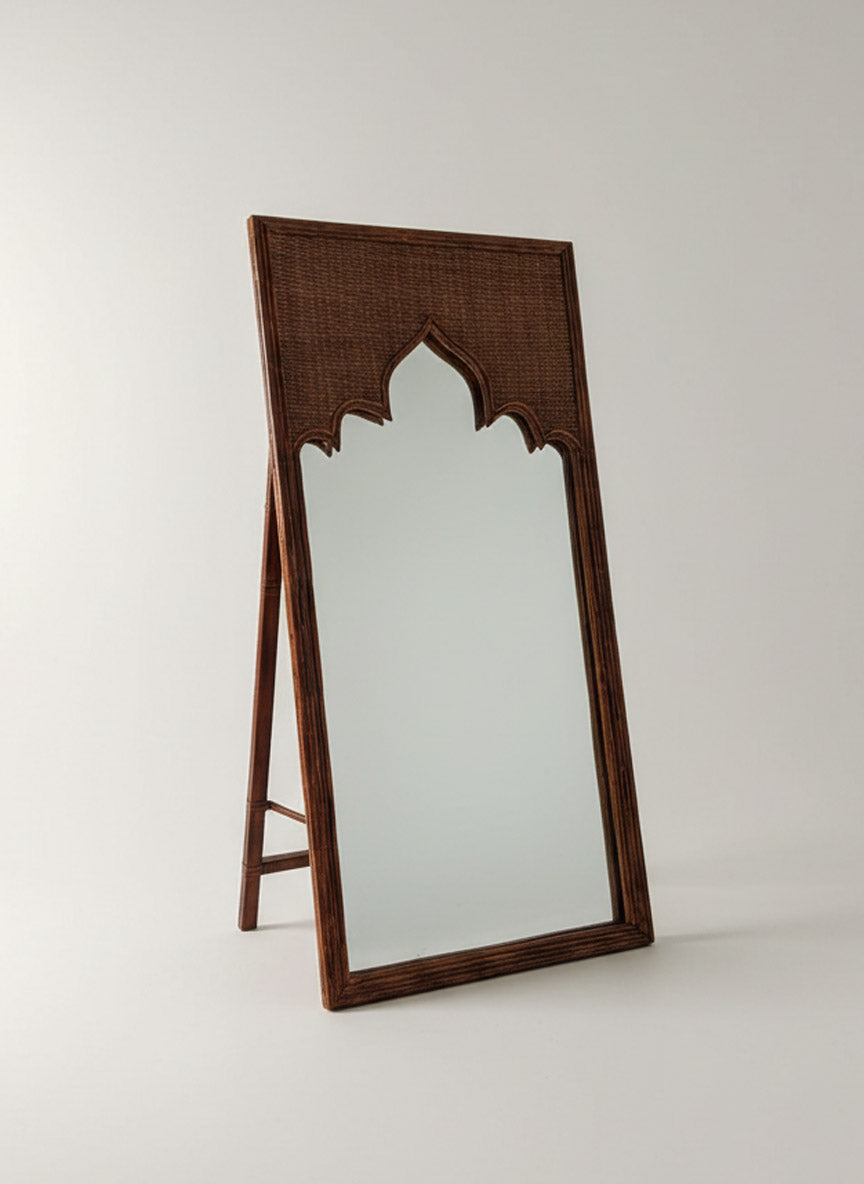 Moroccan Arch Cane Mirror with Stand