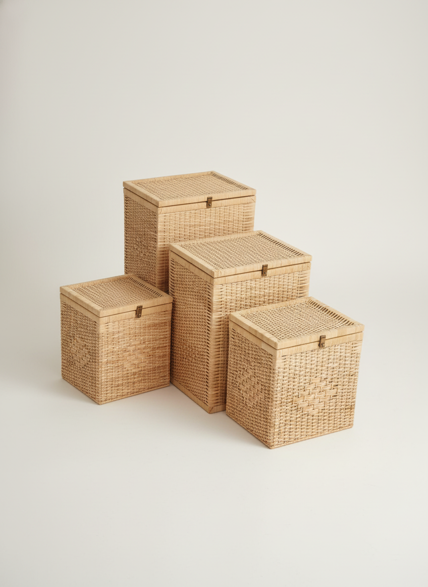 Basket with Lock – Cane (Multiple Sizes)