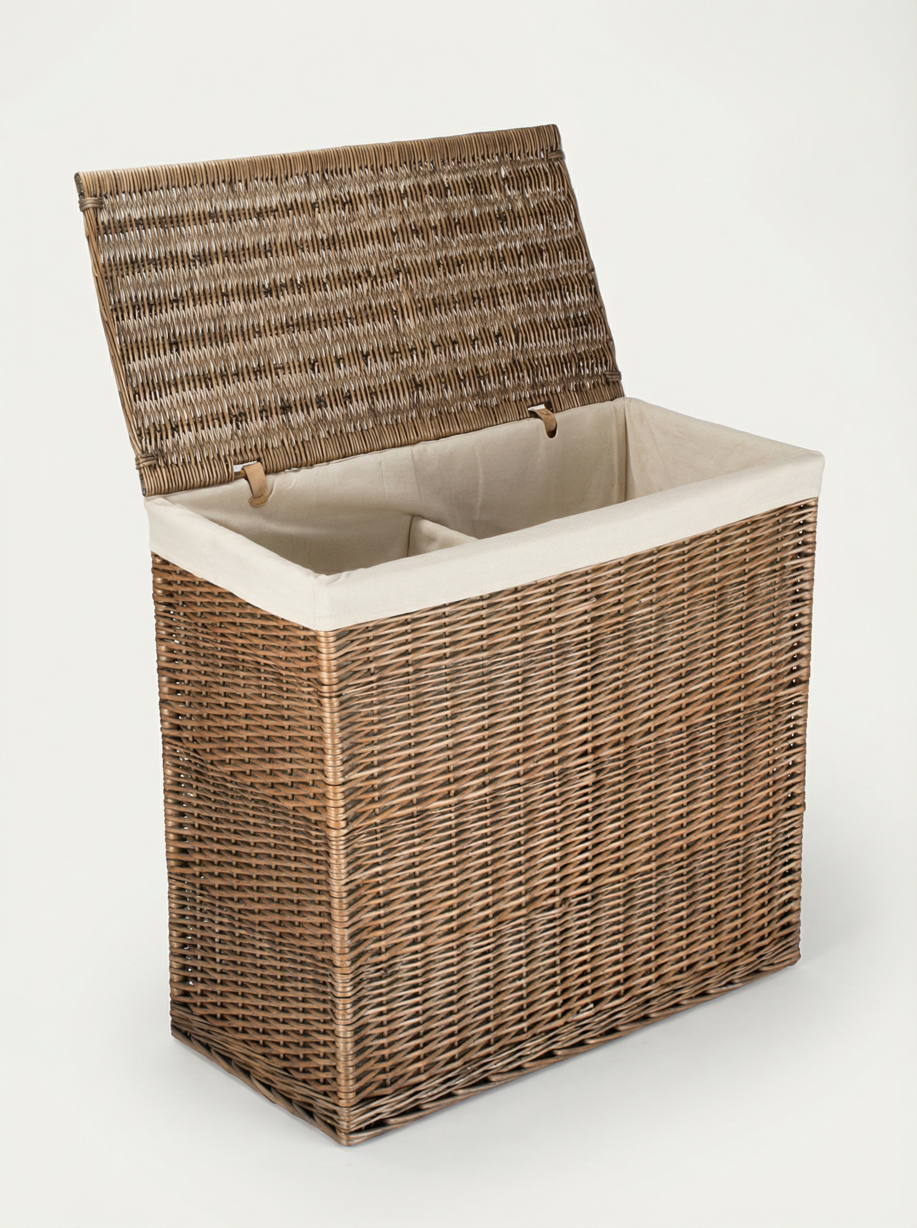 Cane Laundry Basket with Lid (Double Compartment)